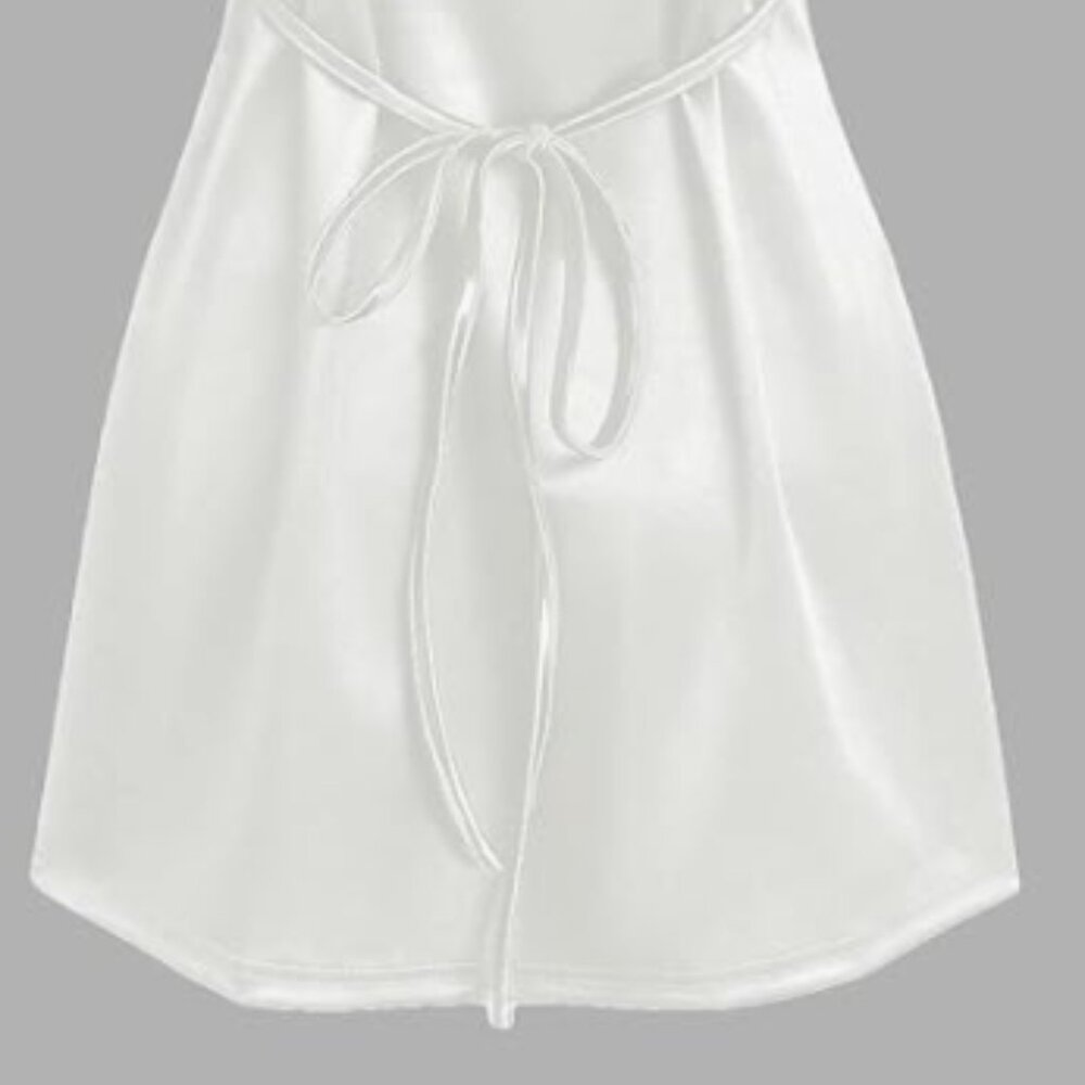 ZAFUL Women's Satin Sleeveless Spaghetti Strap Mini Dress Sexy Slip Cowl - Picture 8 of 8
